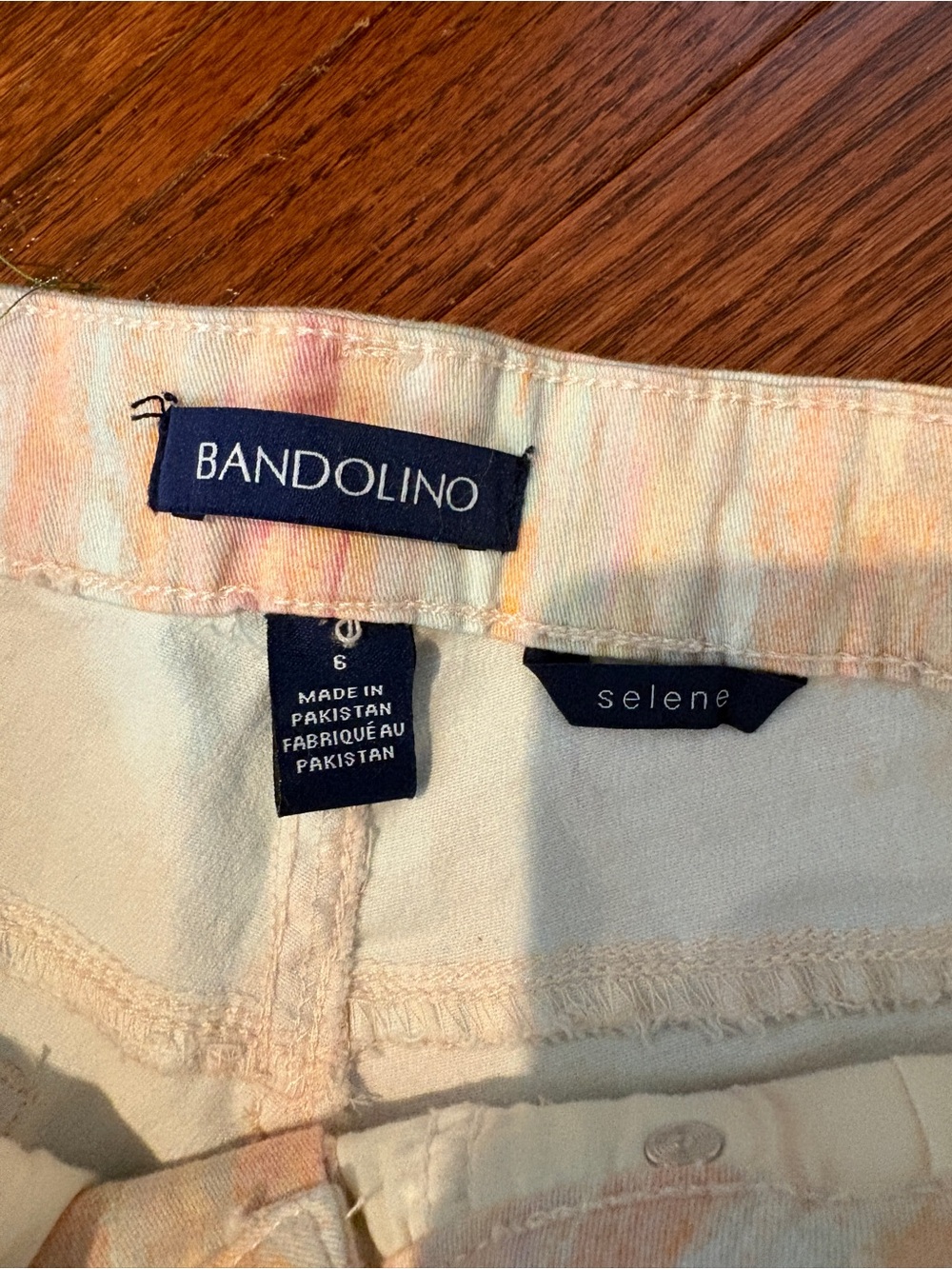Bandolino Pastel Striped Ankle Jeans - Peach, Mint, Cream - Picture 3 of 4